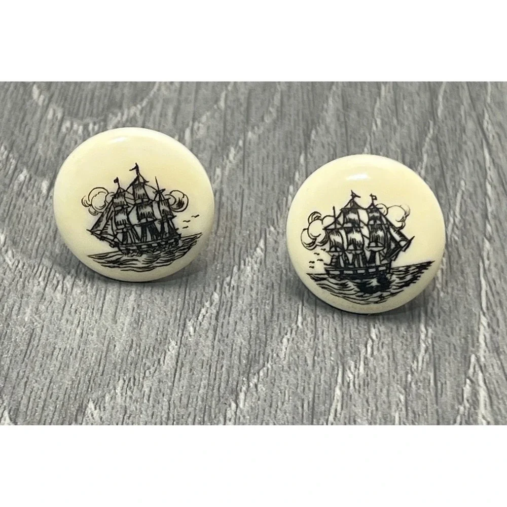 Vintage 1/20 12KT GF Ship Sailing Cufflinks Nautical Maritime Theme‎